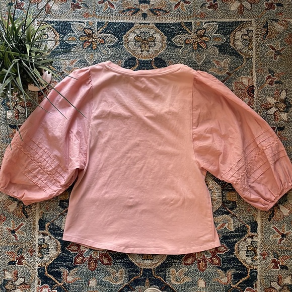 LC Lauren Conrad Pink Bubble Sleeve Top - Picture 2 of 8